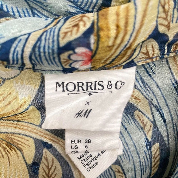 Morris & Co X H&M womens Size 6 Floral Button Up Blouse Puff Sleeve Front Tie - Picture 11 of 11